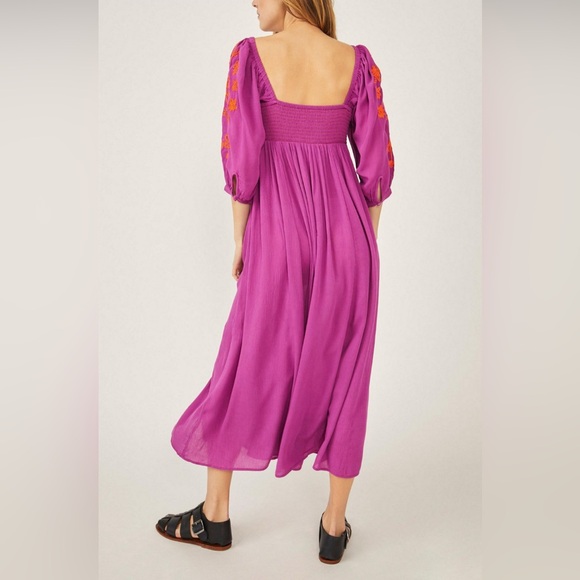 Free people embroidered Purple Maxi long Dress - Picture 3 of 7